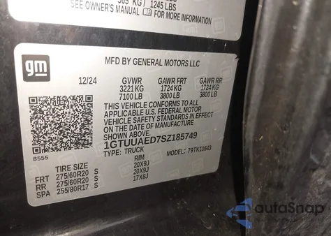 2025 GMC Sierra 1500 4Wd Short Box Pro from USA, damaged, VIN 1GTUUAED7SZ185749